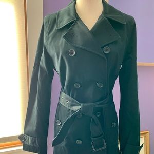 Banana Republic Factory Black Mid-Length Trench Coat Size M